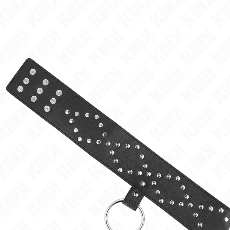KINK - NECKLACE 65 CM WITH LEASH WITH SILVER STUDS MODEL 3 ADJUSTABLE 36-43 CM X 5 CM - NOCTURNA DESIRES