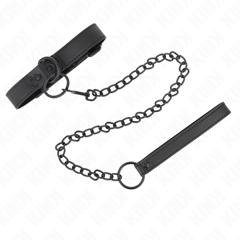 KINK - COLLAR WITH DARK LEASH 65 CM ADJUSTABLE 37-54 CM X 3 CM - NOCTURNA DESIRES