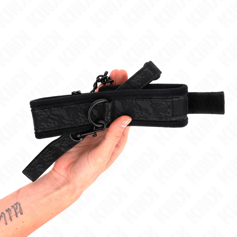 KINK - BASIC MODEL COLLAR WITH LEASH 77 CM MODEL 5 AJUSTABLE 34-54 CM X 5 CM - NOCTURNA DESIRES