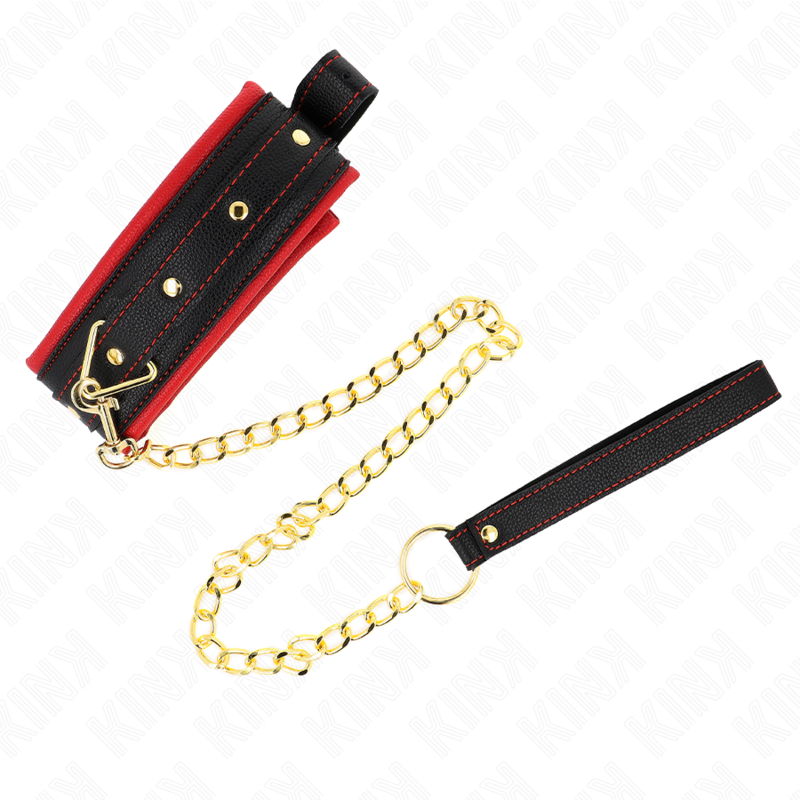 KINK - COLLAR WITH PLAIN FABRIC LEASH ADJUSTABLE 33-48 CM X 5.7 CM - NOCTURNA DESIRES