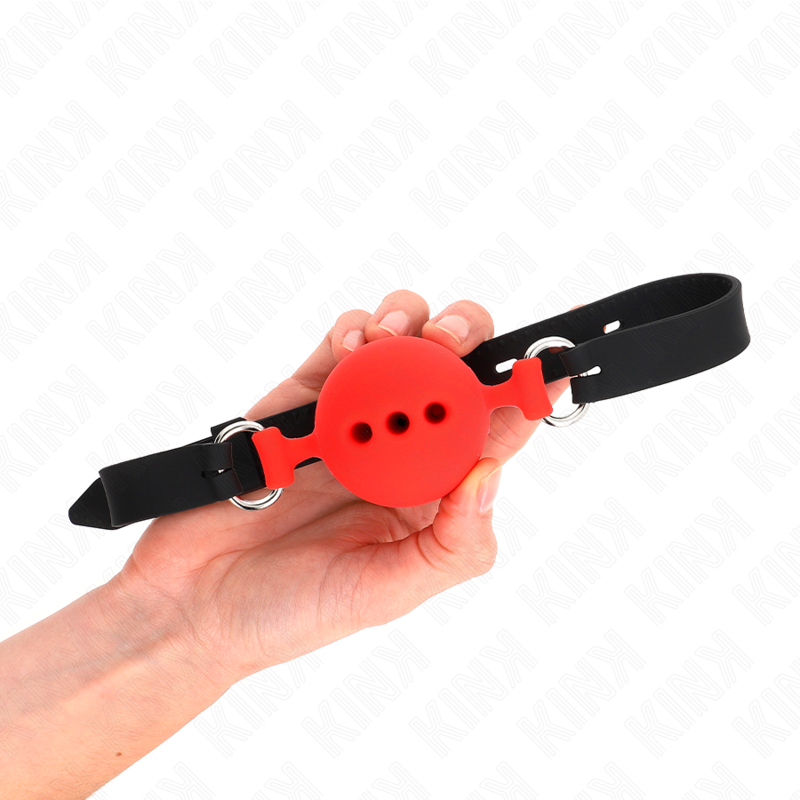 KINK - FULL SILICONE GAG 55 x 2 CM WITH 5 CM BALL SIZE L RED ADJUSTABLE 35-51 CM - NOCTURNA DESIRES