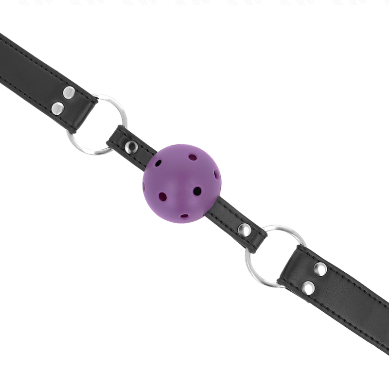 KINK - BREATHABLE BALL 4 CM GAG WITH DOUBLE RIVET PURPLE 62.5 x 2.5 CM ADJUSTABLE 42-58 CM - NOCTURNA DESIRES