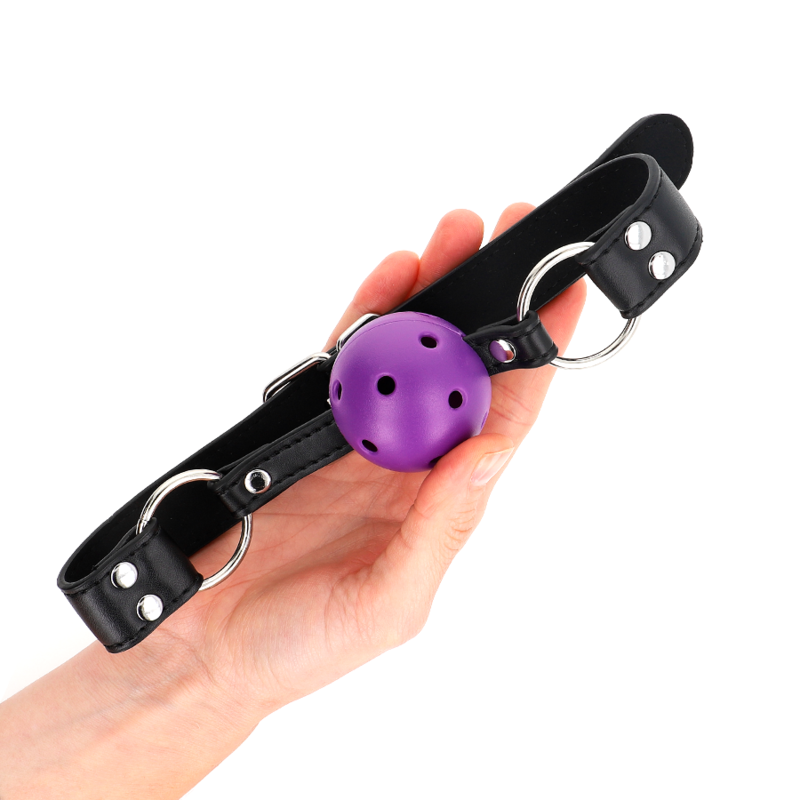 KINK - BREATHABLE BALL 4 CM GAG WITH DOUBLE RIVET PURPLE 62.5 x 2.5 CM ADJUSTABLE 42-58 CM - NOCTURNA DESIRES