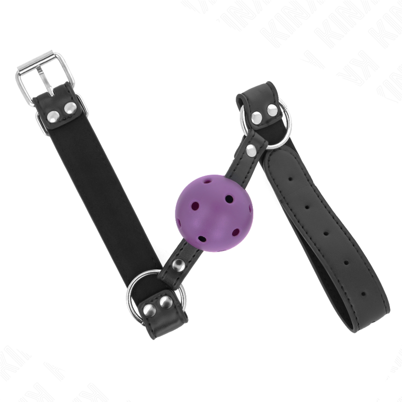 KINK - BREATHABLE BALL 4 CM GAG WITH DOUBLE RIVET PURPLE 62.5 x 2.5 CM ADJUSTABLE 42-58 CM - NOCTURNA DESIRES