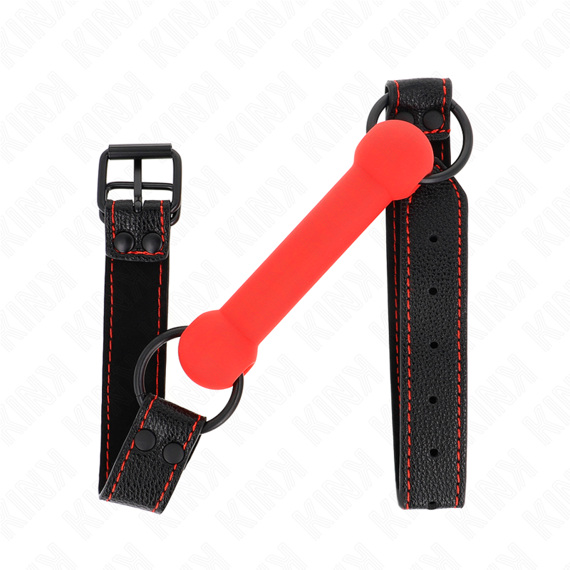 KINK - BONE GAG WITH LEATHERETTE STRAP RED ADJUSTABLE 41-57 CM - NOCTURNA DESIRES