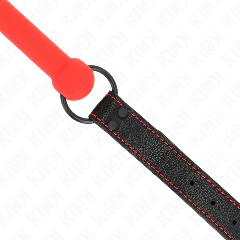 KINK - BONE GAG WITH LEATHERETTE STRAP RED ADJUSTABLE 41-57 CM - NOCTURNA DESIRES