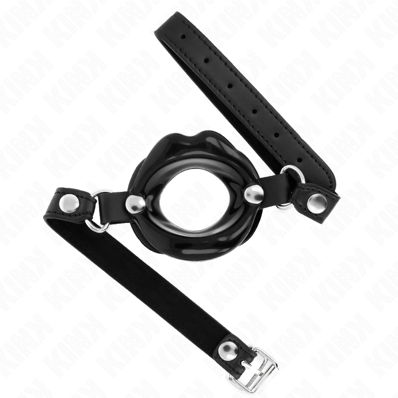 KINK - LIP 8 CM GAG WITH BLACK LEATHERETTE STRAP 63 x 2 CM ADJUSTABLE 39-58 CM - NOCTURNA DESIRES