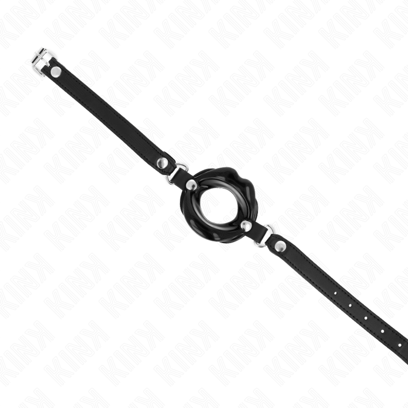 KINK - LIP 8 CM GAG WITH BLACK LEATHERETTE STRAP 63 x 2 CM ADJUSTABLE 39-58 CM - NOCTURNA DESIRES