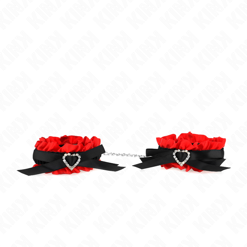 KINK - LACE ELASTIC WRIST RESTRAINTS RED HEART DETAILS ADJUSTABLE 22-35 CM - NOCTURNA DESIRES