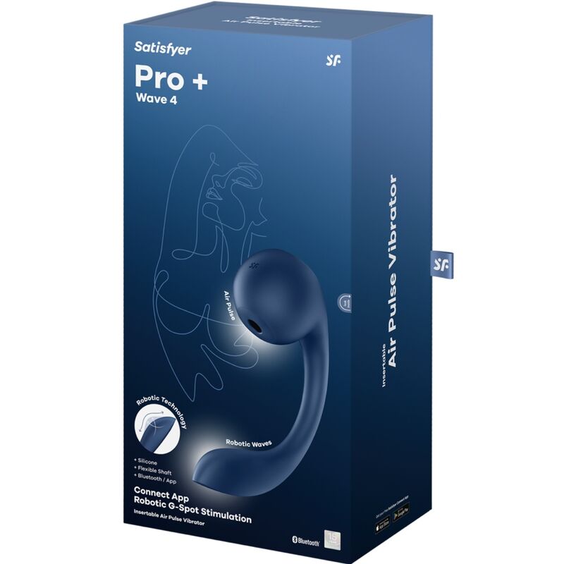 SATISFYER - PRO+ WAVE 4 G-SPOT & AIR PULSE STIMULATOR FREE APP DARK BLUE - NOCTURNA DESIRES