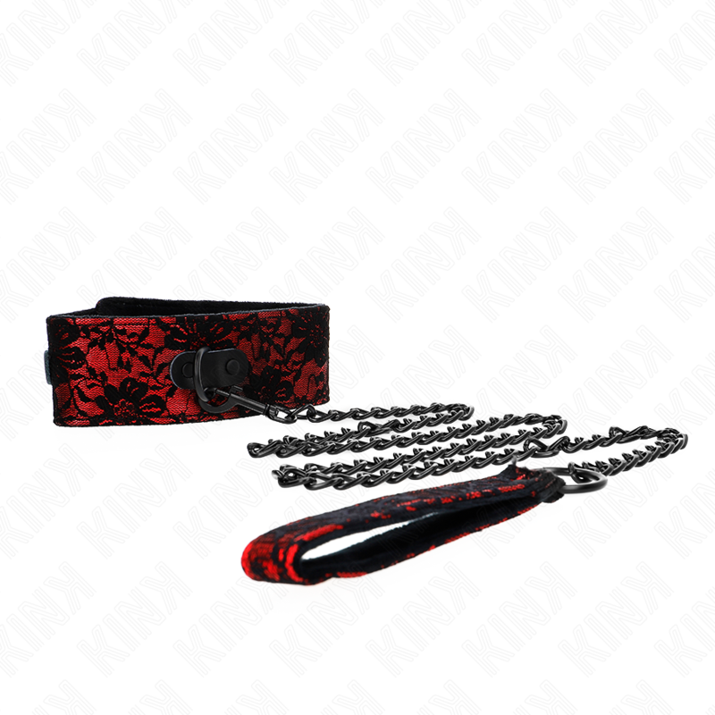 KINK - LACE NECKLACE WITH BELT WITH REAL LEATHER BELT 105 CM / 44 X 5.5 CM - NOCTURNA DESIRES