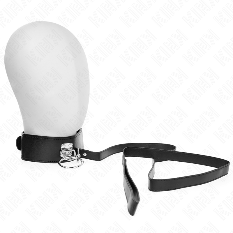 KINK - STUDDED LEASH 116 CM COLLAR WITH LEATHERETTE STRAP 50 X 5 CM - NOCTURNA DESIRES