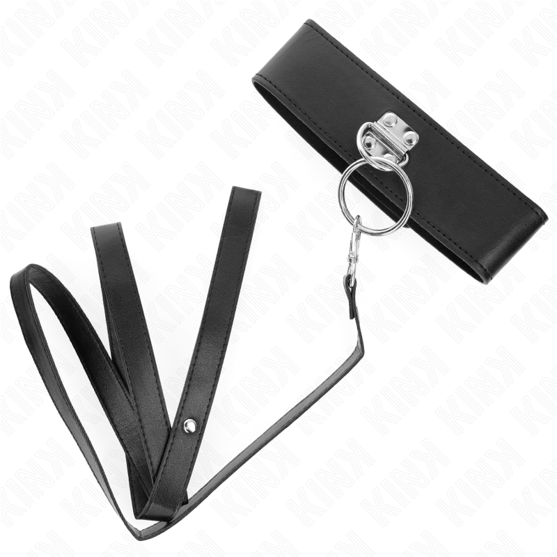 KINK - STUDDED LEASH 116 CM COLLAR WITH LEATHERETTE STRAP 50 X 5 CM - NOCTURNA DESIRES