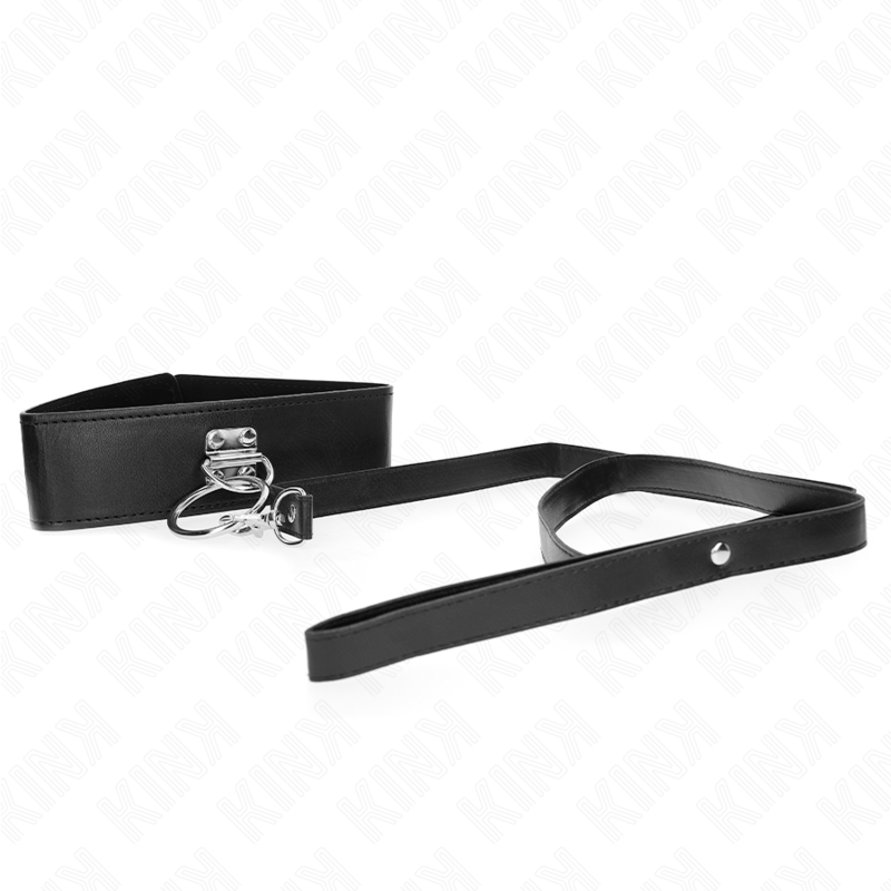 KINK - STUDDED LEASH 116 CM COLLAR WITH LEATHERETTE STRAP 50 X 5 CM - NOCTURNA DESIRES