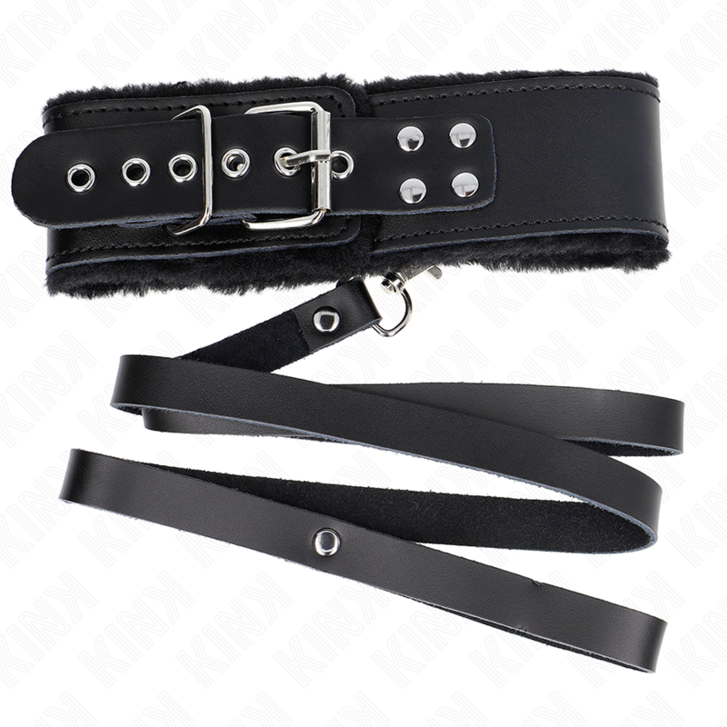 KINK - NECKLACE WITH BELT 116 CM WITH BLACK LEATHER STRAP ADJUSTABLE 40-48 CM X 6 CM - NOCTURNA DESIRES