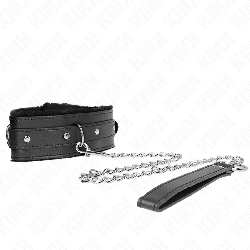 KINK - COLLAR WITH LEASH 65 CM WITH RESTRICTIONS BLACK 36-42 CM X 5.5 CM - NOCTURNA DESIRES