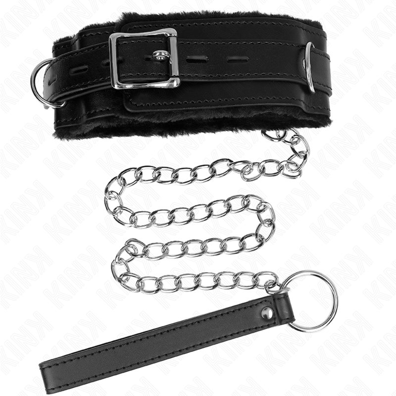 KINK - COLLAR WITH LEASH 65 CM WITH RESTRICTIONS BLACK 36-42 CM X 5.5 CM - NOCTURNA DESIRES