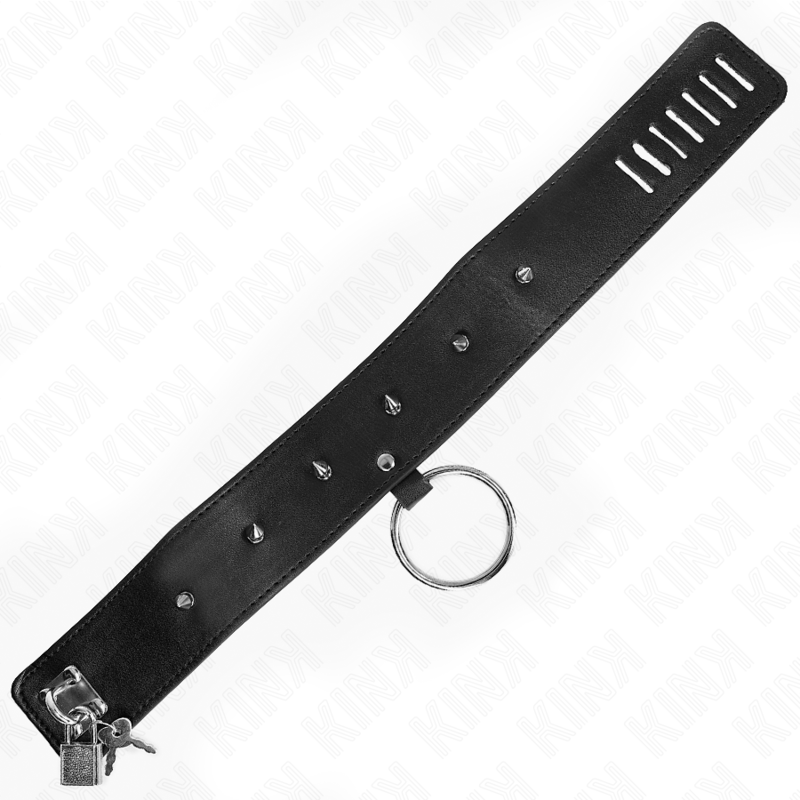 KINK - NECKLACE 65 CM WITH LEASH WITH SILVER STUDS MODEL 2 ADJUSTABLE 36-43 CM X 5 CM - NOCTURNA DESIRES