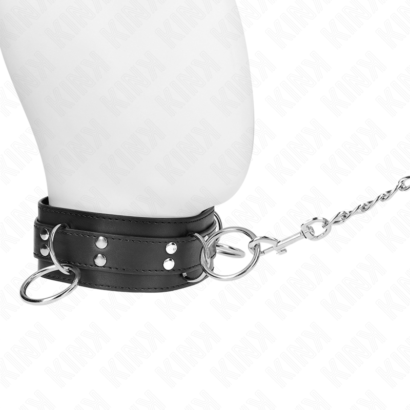 KINK - 3 RING SLAVERY NECKLACE WITH STRAP 80 CM 53 X 5 CM - NOCTURNA DESIRES