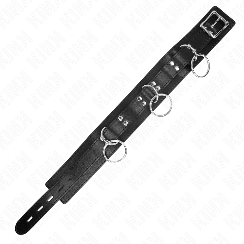 KINK - 3 RING SLAVERY NECKLACE WITH STRAP 80 CM 53 X 5 CM - NOCTURNA DESIRES
