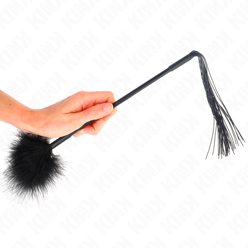 KINK - SILICONE WHIP WITH FEATHERS FOR TICKLE 47 CM - NOCTURNA DESIRES