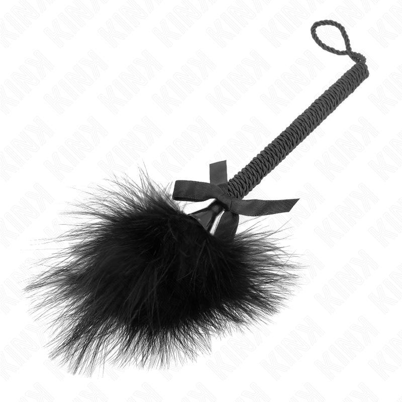 KINK - NYLON ROPE WAND WITH TICKLE FEATHERS AND BLACK BOW 25 CM - NOCTURNA DESIRES