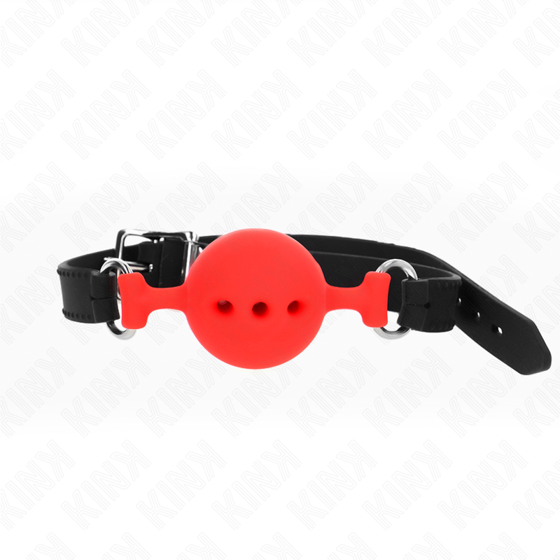 KINK - FULL SILICONE GAG 55 x 2 CM WITH 4.5 CM BALL SIZE M RED ADJUSTABLE 35-51 CM - NOCTURNA DESIRES