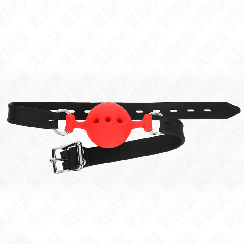 KINK - FULL SILICONE GAG 55 x 2 CM WITH 4.5 CM BALL SIZE M RED ADJUSTABLE 35-51 CM - NOCTURNA DESIRES