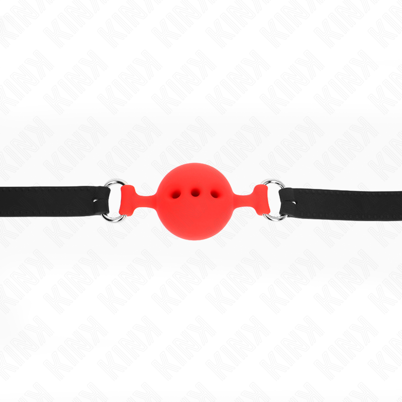 KINK - FULL SILICONE GAG 55 x 2 CM WITH 4.5 CM BALL SIZE M RED ADJUSTABLE 35-51 CM - NOCTURNA DESIRES