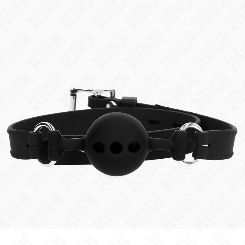 KINK - FULL SILICONE GAG 55 x 2 CM WITH 4 CM BALL SIZE S BLACK ADJUSTABLE 35-51 CM - NOCTURNA DESIRES