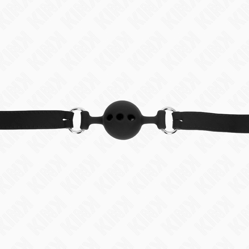 KINK - FULL SILICONE GAG 55 x 2 CM WITH 4 CM BALL SIZE S BLACK ADJUSTABLE 35-51 CM - NOCTURNA DESIRES