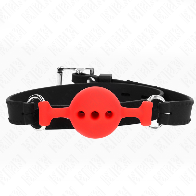 KINK - FULL SILICONE GAG 55 x 2 CM WITH 4 CM BALL SIZE S RED ADJUSTABLE 35-51 CM - NOCTURNA DESIRES