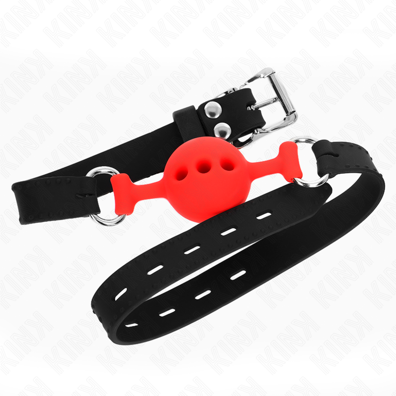 KINK - FULL SILICONE GAG 55 x 2 CM WITH 4 CM BALL SIZE S RED ADJUSTABLE 35-51 CM - NOCTURNA DESIRES