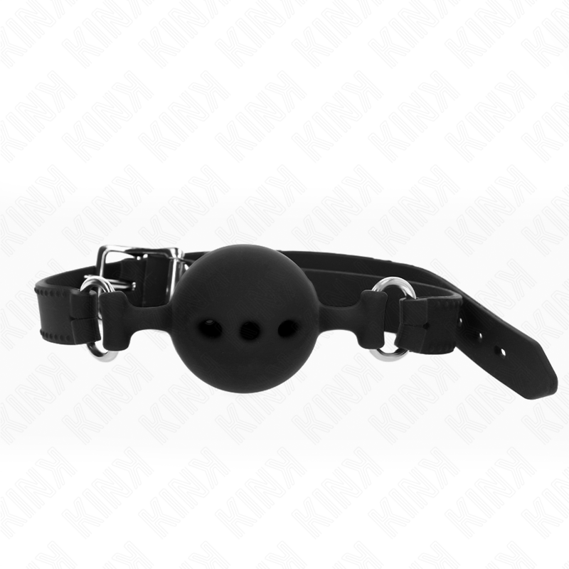 KINK - FULL SILICONE GAG 55 x 2 CM WITH 5 CM BALL SIZE L BLACK ADJUSTABLE 35-51 CM - NOCTURNA DESIRES