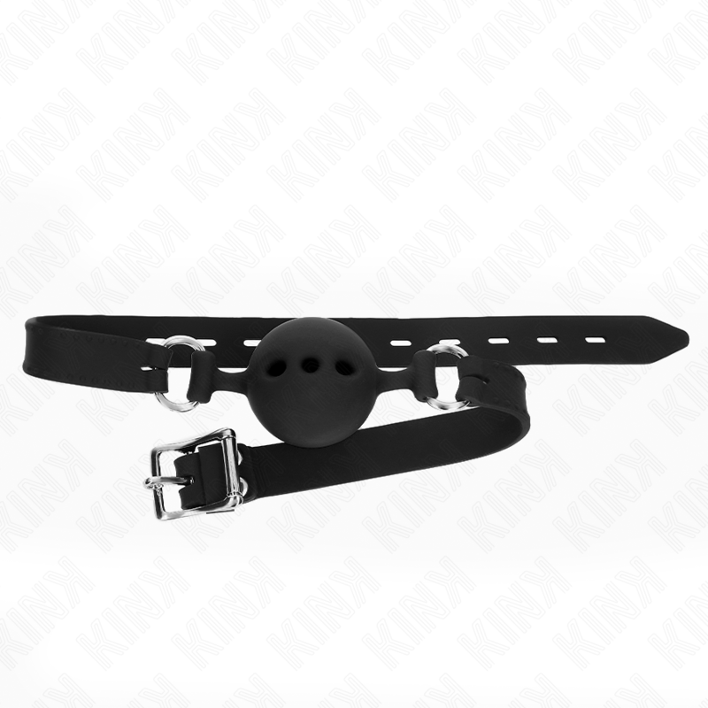KINK - FULL SILICONE GAG 55 x 2 CM WITH 5 CM BALL SIZE L BLACK ADJUSTABLE 35-51 CM - NOCTURNA DESIRES