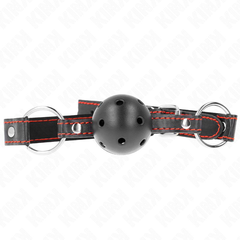 KINK - HOLLOW HARD BLACK BALL GAG MODEL 2 65 x 2.5 CM - NOCTURNA DESIRES