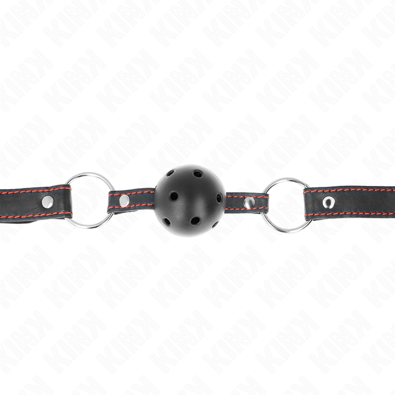 KINK - HOLLOW HARD BLACK BALL GAG MODEL 2 65 x 2.5 CM - NOCTURNA DESIRES