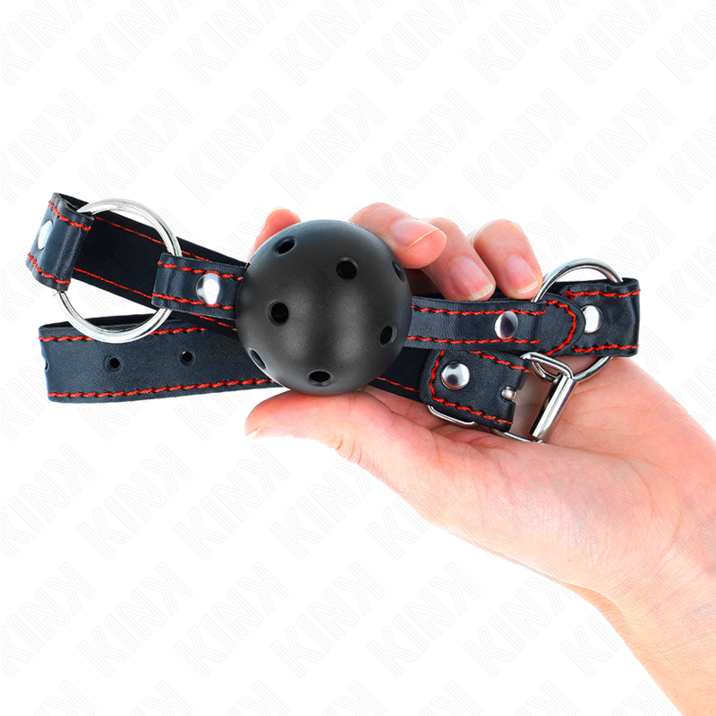 KINK - HOLLOW HARD BLACK BALL GAG MODEL 2 65 x 2.5 CM - NOCTURNA DESIRES