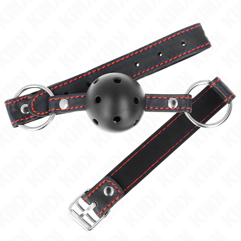 KINK - HOLLOW HARD BLACK BALL GAG MODEL 2 65 x 2.5 CM - NOCTURNA DESIRES