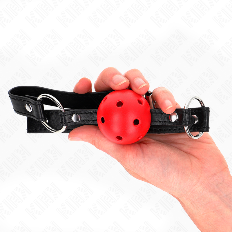 KINK - HOLLOW HARD RED BALL 4.5 CM GAG MODEL 1 63.5 X 2 CM - NOCTURNA DESIRES