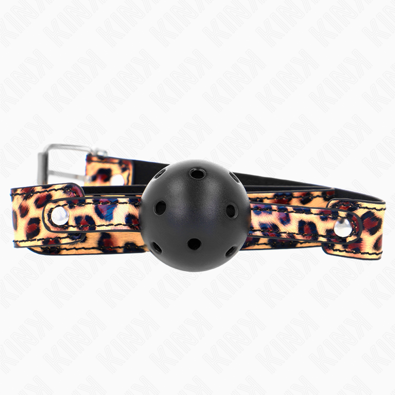 KINK - LEOPARD BREATHABLE BALL 4.5 CM GAG 65 x 2.5 CM - NOCTURNA DESIRES
