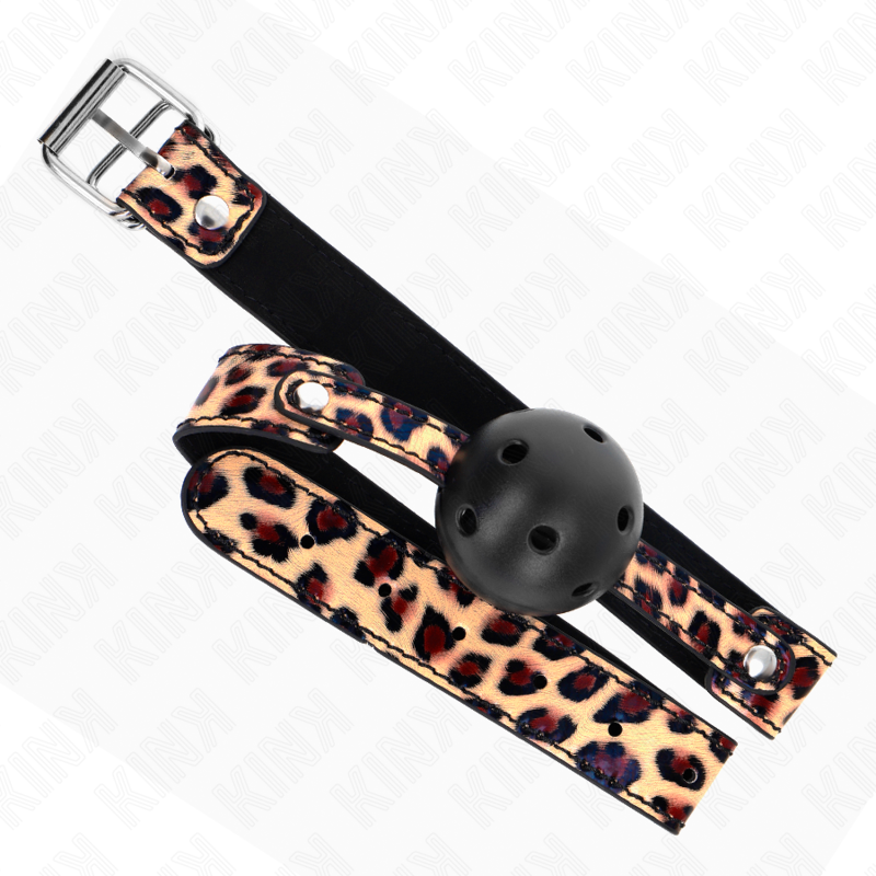 KINK - LEOPARD BREATHABLE BALL 4.5 CM GAG 65 x 2.5 CM - NOCTURNA DESIRES