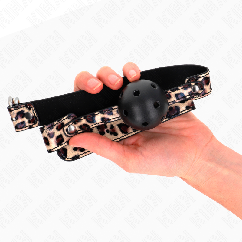 KINK - LEOPARD BREATHABLE BALL 4.5 CM GAG 65 x 2.5 CM - NOCTURNA DESIRES