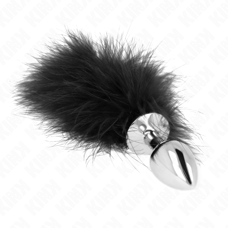 KINK - STAINLESS STEEL ANAL PLUG 11 x 7 CM WITH FEATHER 11 CM - NOCTURNA DESIRES