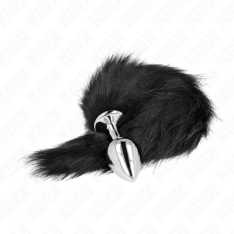 KINK - ANAL PLUG SIZE M 8 X 3.5 CM WITH SYNTHETIC TAIL 40 CM BLACK - NOCTURNA DESIRES