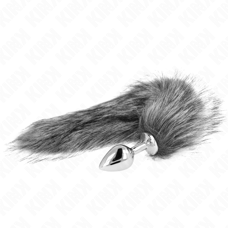 KINK - ANAL PLUG SIZE M 8 X 3.5 CM WITH SYNTHETIC TAIL 40 CM GREY - NOCTURNA DESIRES