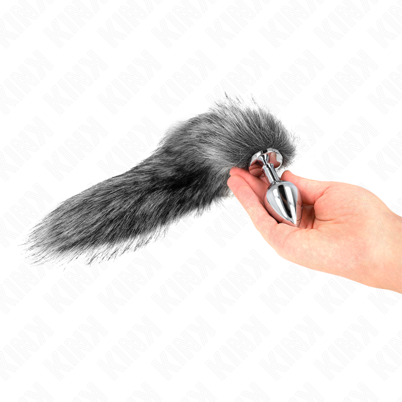 KINK - ANAL PLUG SIZE M 8 X 3.5 CM WITH SYNTHETIC TAIL 40 CM GREY - NOCTURNA DESIRES