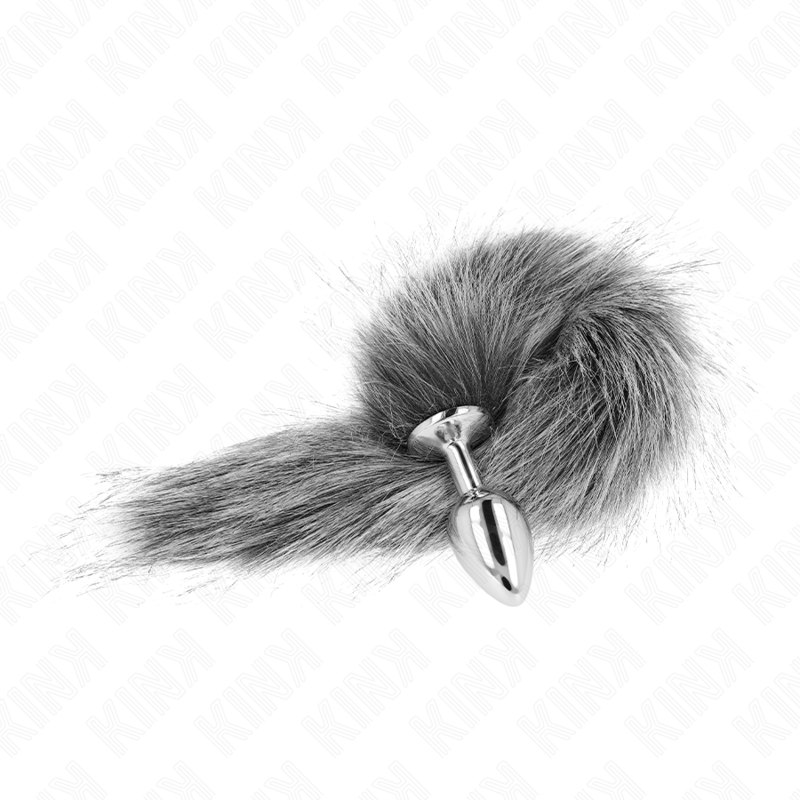 KINK - ANAL PLUG SIZE S 7 X 3 CM WITH SYNTHETIC TAIL 40 CM GREY - NOCTURNA DESIRES