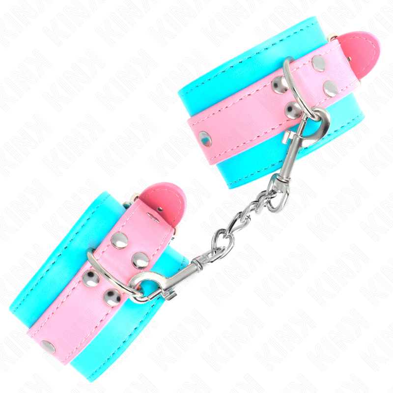 KINK - CUTE WRIST RESTRAINTS BLUE / PINK ADJUSTABLE 16-28 CM X 5 CM - NOCTURNA DESIRES