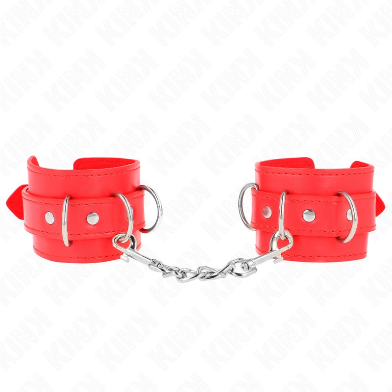 KINK - 3 D-RING WRIST RESTRAINTS ADJUSTABLE RED 17.5-25 CM X 6 CM - NOCTURNA DESIRES